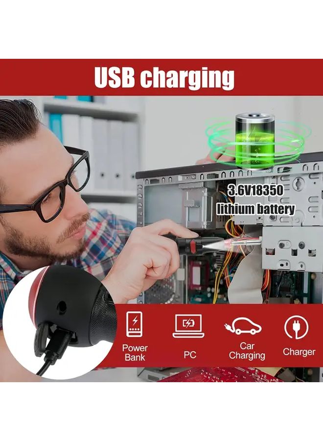 أسود USB C قابل لإعادة الشحن لاسلكي مفك براغي كهربائي مع ضوء LED محمول أداة دوارة صغيرة - Image 4